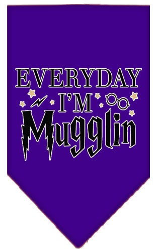 Everyday I'm Mugglin Screen Print Bandana Purple Small
